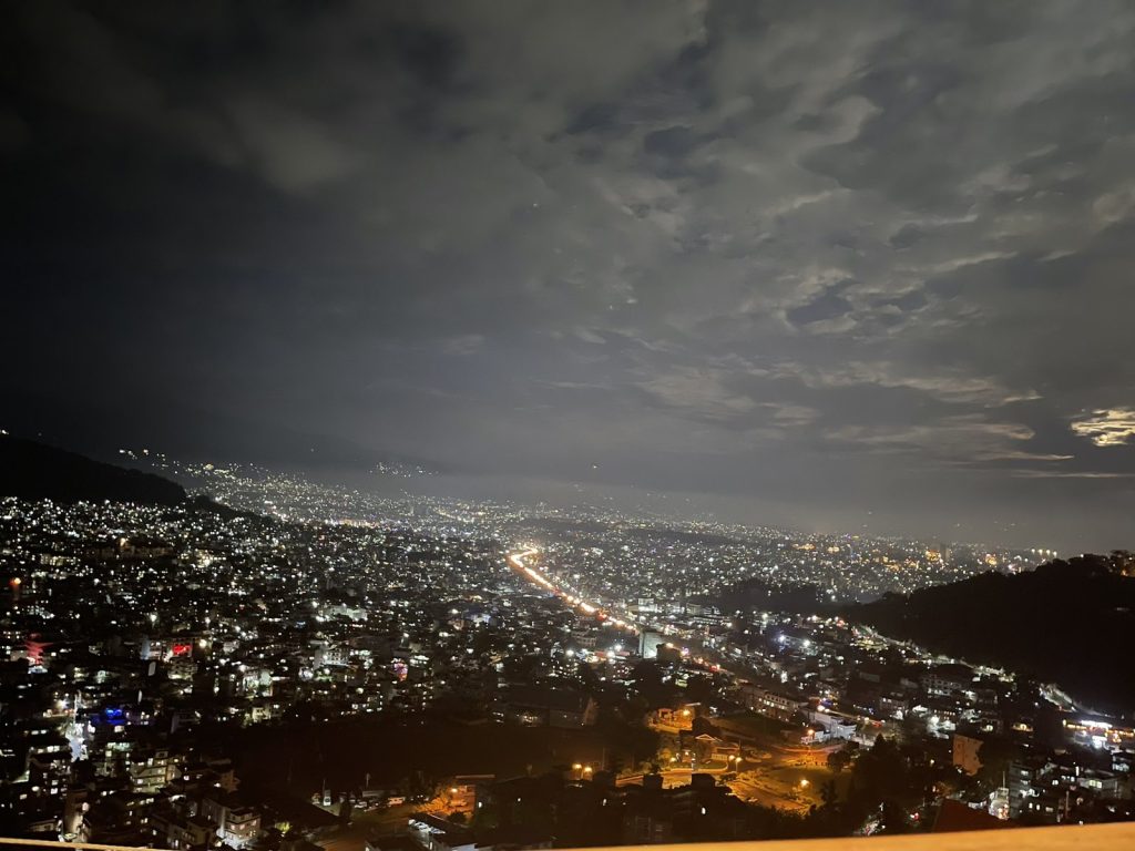 A great evening view of kathmandu city from Moneky Temple Restro and Bar