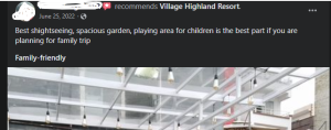 Review given by people for Village Highland Resort 2